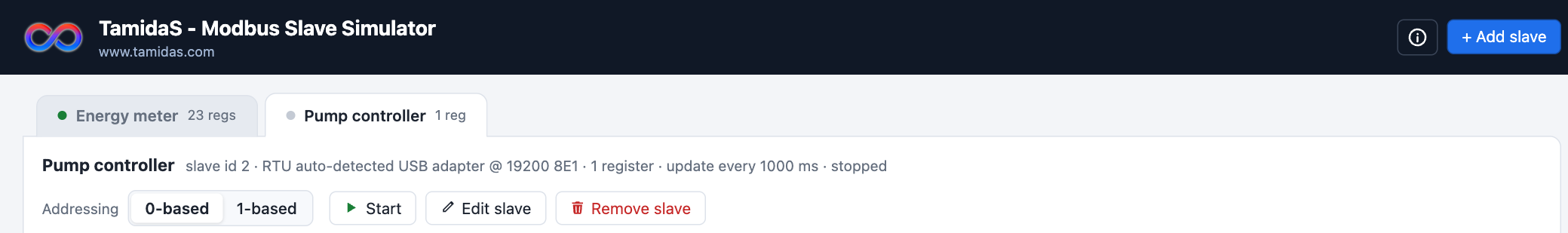 A stopped RTU slave